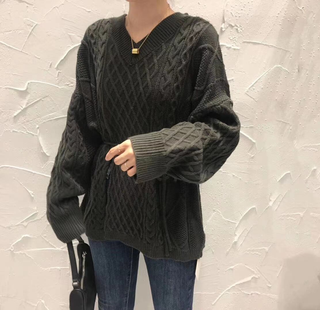 スリット入り　ケーブル編みニットプルオーバー　AJ2205-D02