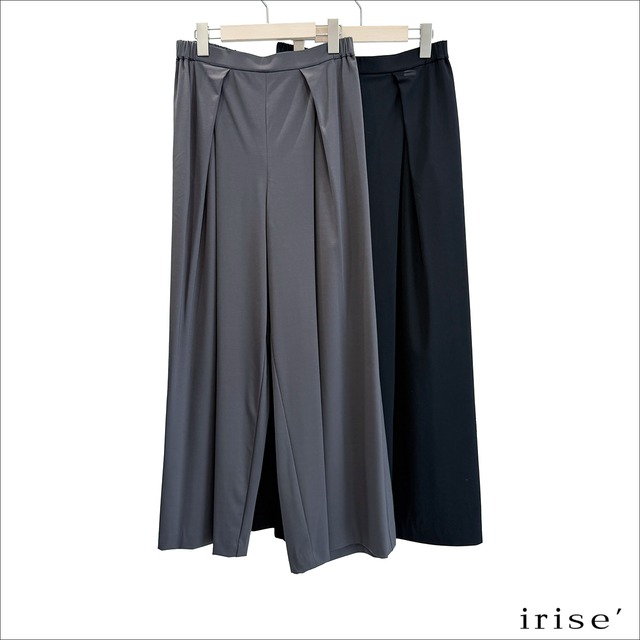 irise タックワイドパンツ S1013 (チャコール/クロ)
