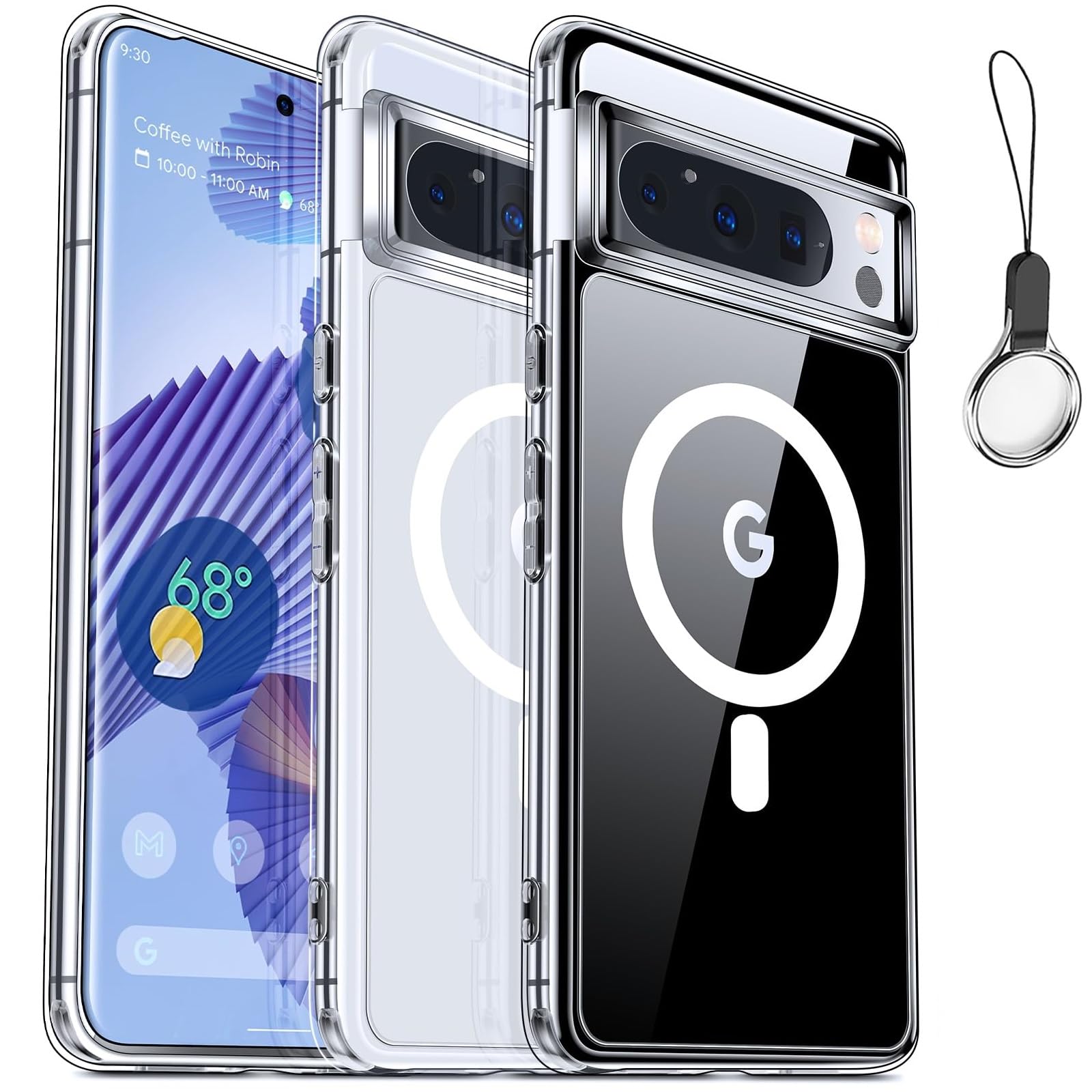 QAZWERT Magsafe対応 Pixel 6 Pro 用 ケースグーグル ピクセル 6 Proカバー 磁気充電 マグネット搭載 柔らかい 全透明 黄ばみしにくい 米軍MIL規格 耐衝撃性 ワイヤレス充電 ハイブリッド バンパー Pixel 6 Pro-透明