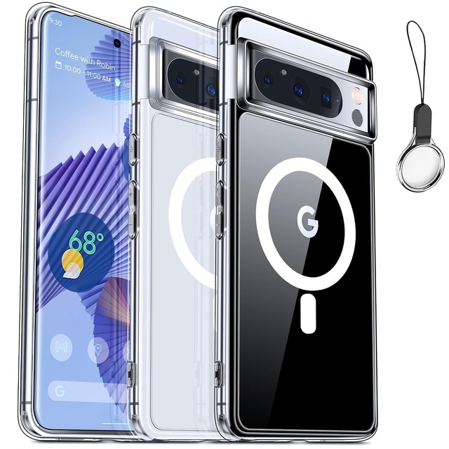 QAZWERT Magsafe対応 Pixel 6 Pro 用 ケースグーグル ピクセル 6 Proカバー 磁気充電 マグネット搭載 柔らかい 全透明 黄ばみしにくい 米軍MIL規格 耐衝撃性 ワイヤレス充電 ハイブリッド バンパー Pixel 6 Pro-透明
