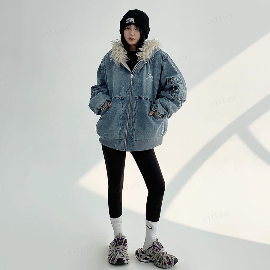 即納】D-575 2025秋冬新作♡SAMRTTOOTHフードボアデニムジャケット