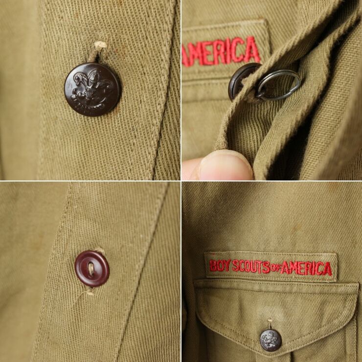 40s USA製 ボーイスカウト シャツ チェンジボタン マチ付き アウトドア