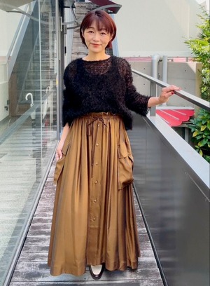 ★新作★LEk cud(レカット) ギャザースカート サテンカーゴスカート【536614】