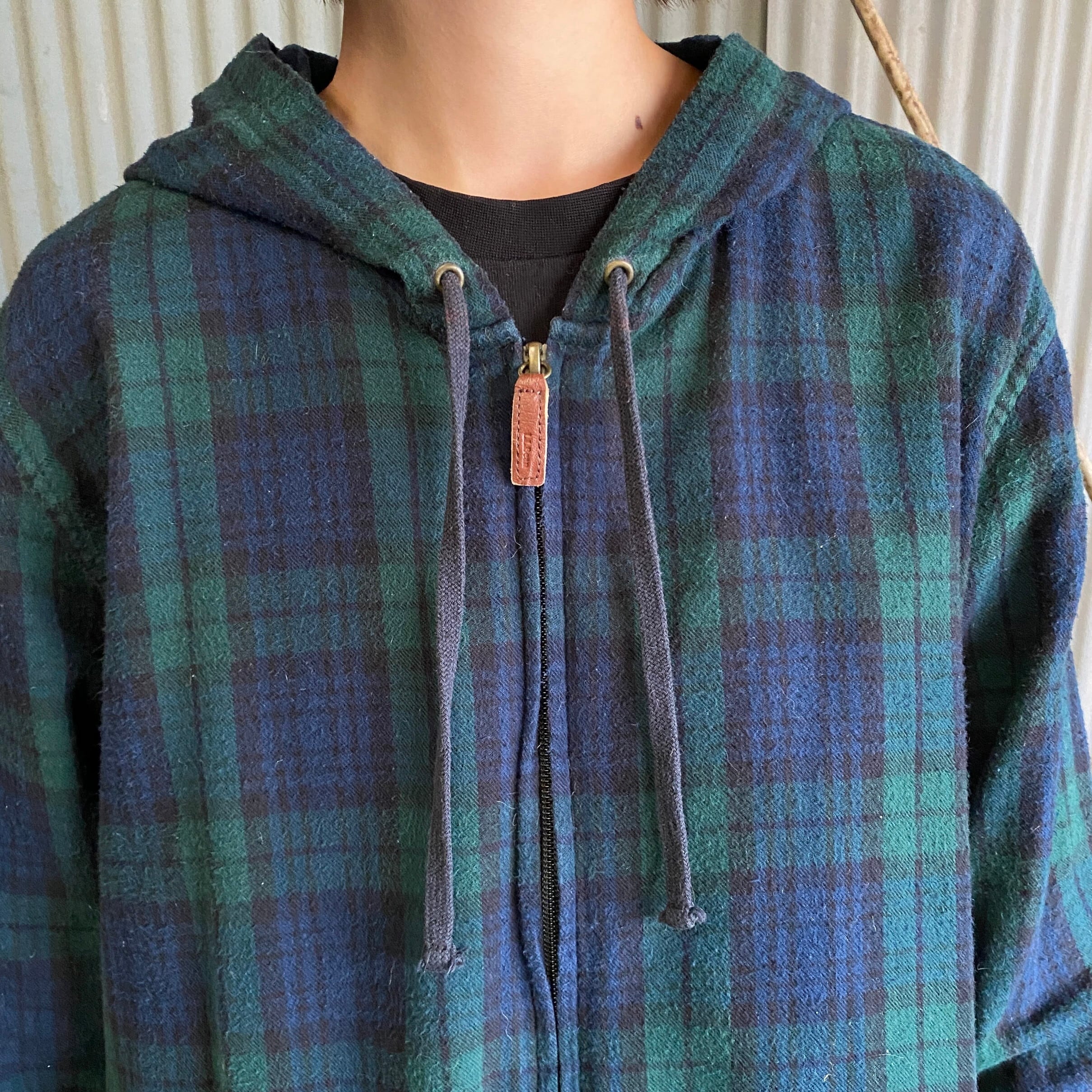 エルエルビーン フルジップ フランネル シャツ パーカー レディース L 古着 ブラックウォッチ チェック ジャケット 長袖シャツ ネルシャツ L.L.Bean（エルエルビーン） パーカー スコッチ・プラッド・フランネル