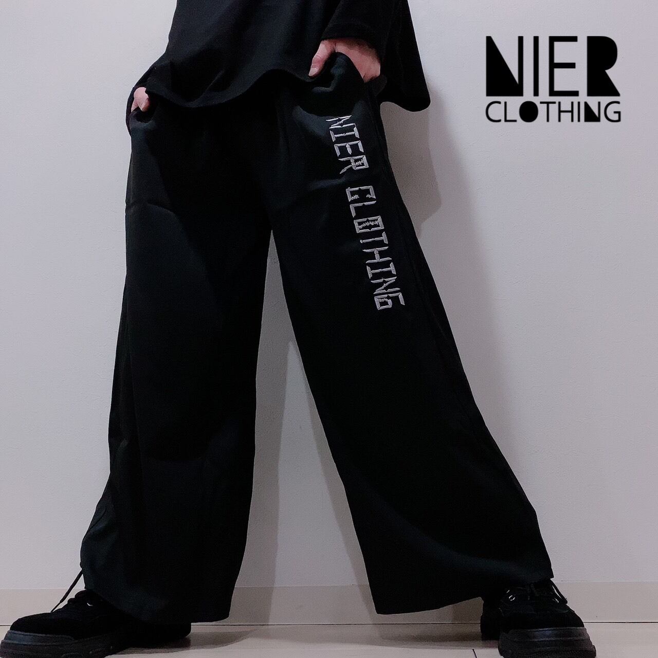 SIMPLE BLACK WIDE PANTS | NIER CLOTHING