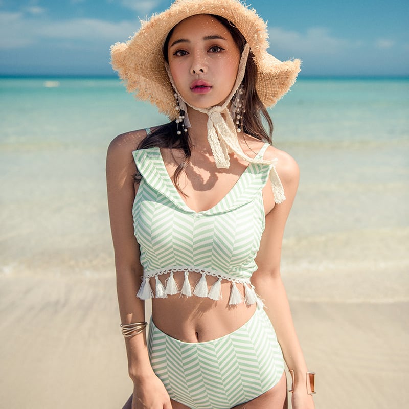  水着 プール 海 シンプル 韓国ファッション スポーティ 青
