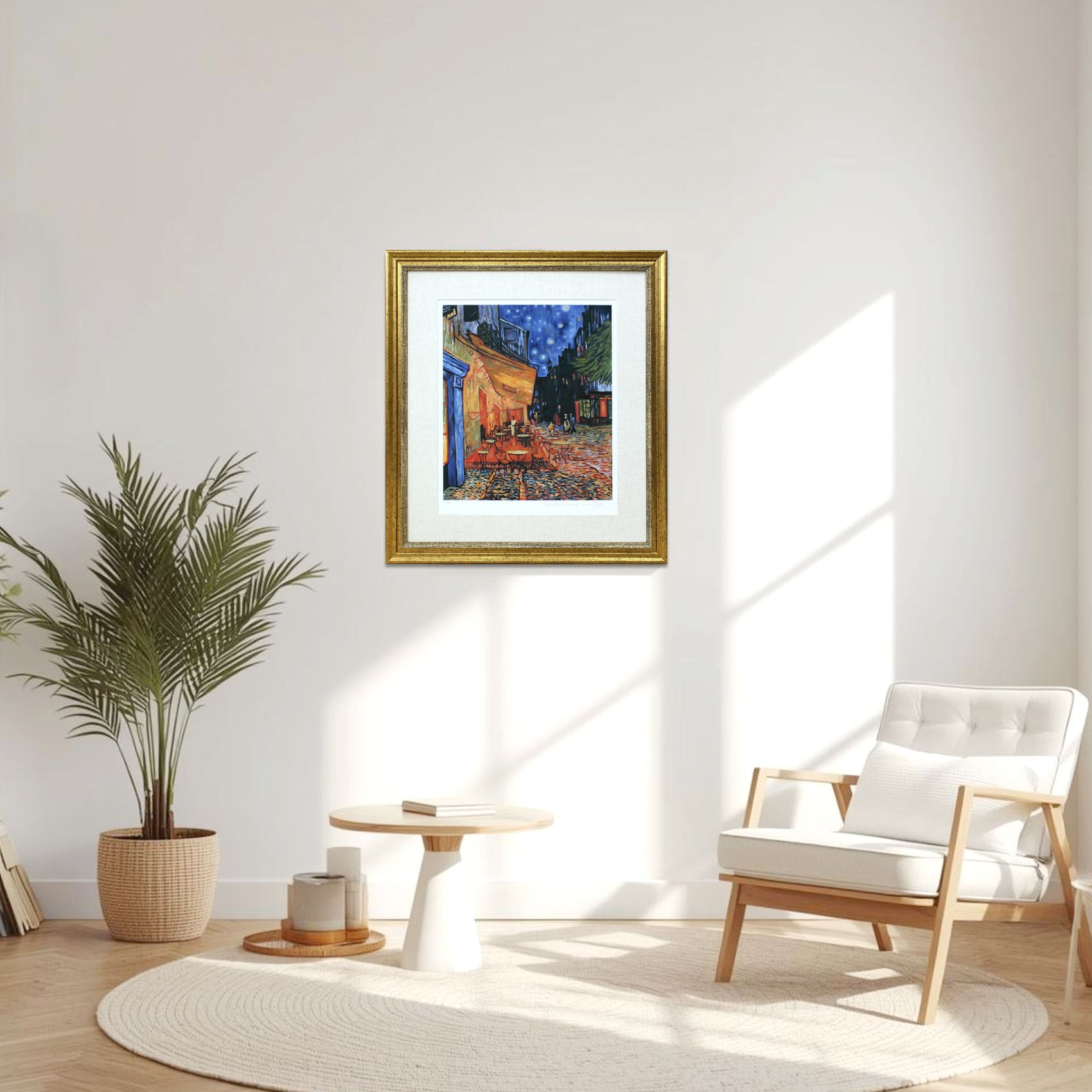 ゴッホ 絵画「夜のカフェテラス」額縁4色選択可能 作品証明書 展示用フック 限定エディション付複製画 ジークレ