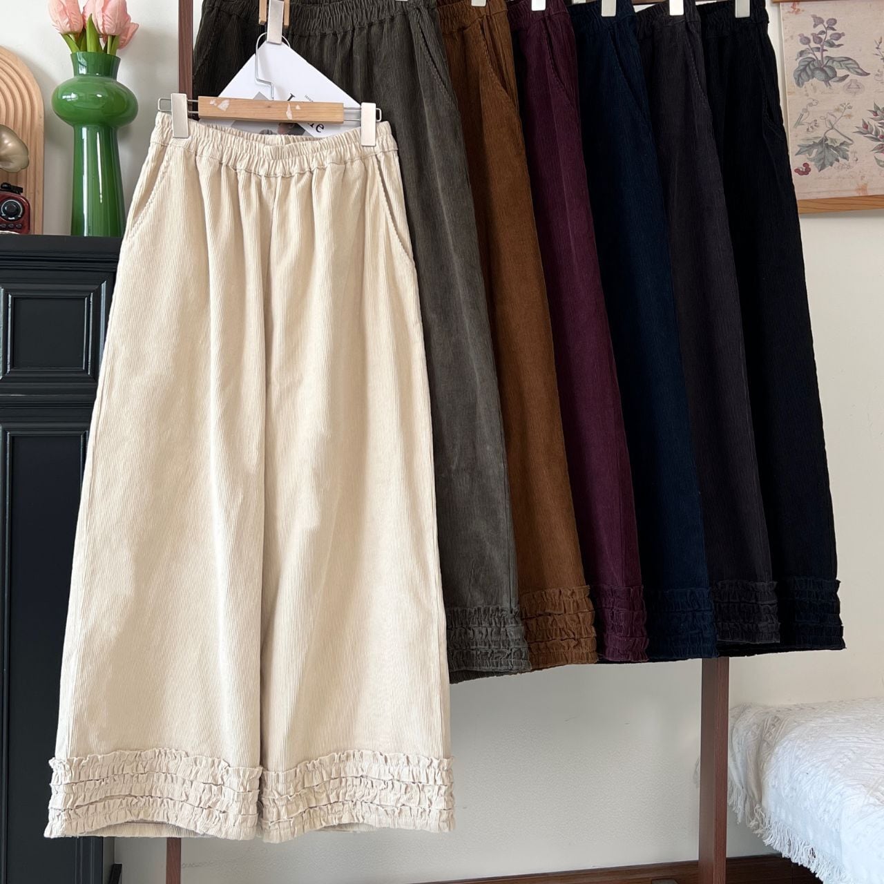 クラシカルレース ワイドリラックスパンツ Ln00376