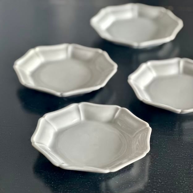 50289/50510】九谷の白 八角変形小皿 M (1枚)昭和 / Kutani White