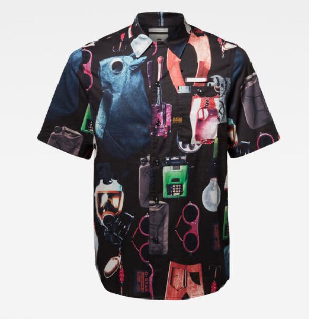 G-STAR.RAW / Bristum 1-Pocket Service Straight shirt S/S / D17061-C317-B527 / 柄シャツ