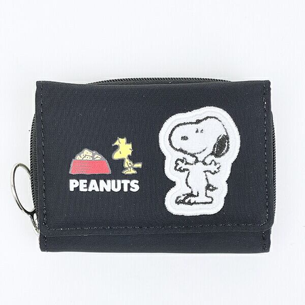 スヌーピー コンパクト三つ折り財布 ブラック SNOOPY | キャラクター