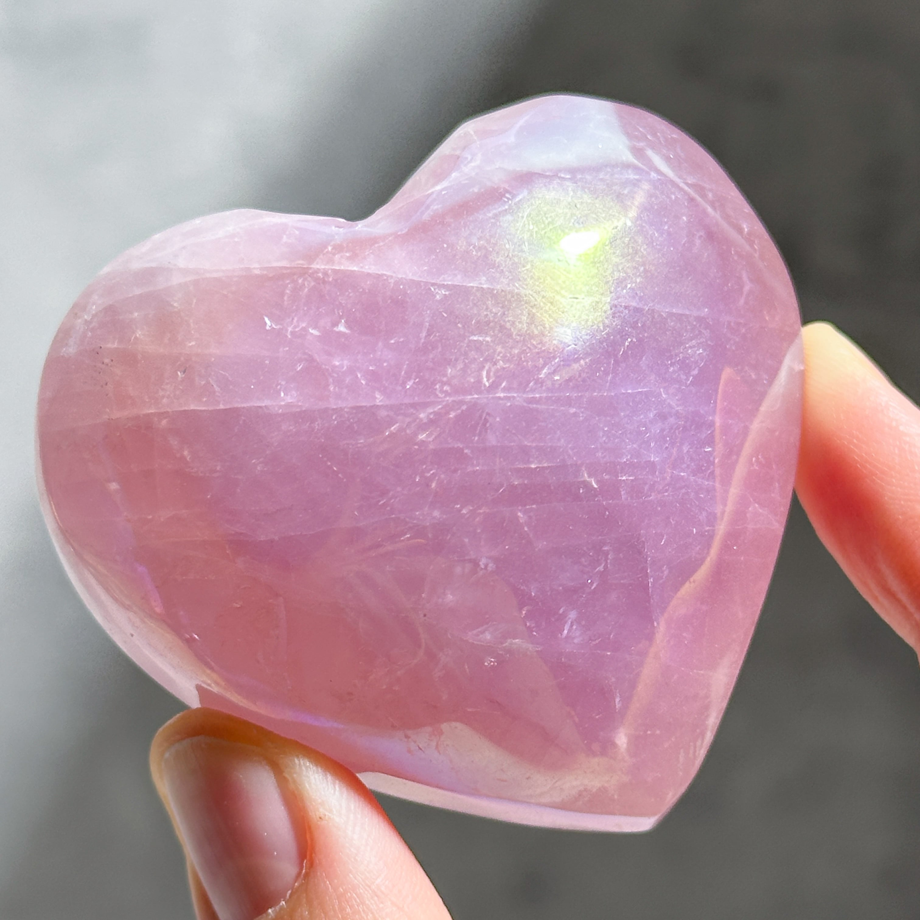 ぷっくり♡濃い♡Bigエンジェルオーラローズクォーツ ハート03♡ Angel Aura Rose Quartz ♡天然石・鉱石・パワーストーン