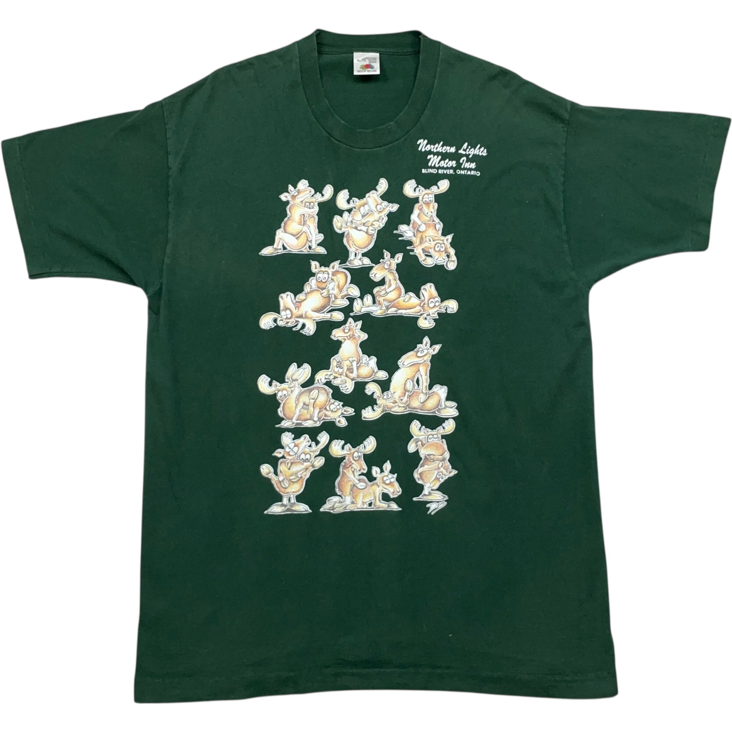 《XL》 FRUIT OF THE ROOM フルーツオブザルーム エロTシャツ 48手 アニマルプリント グリーン 90年代 vintage no.7947