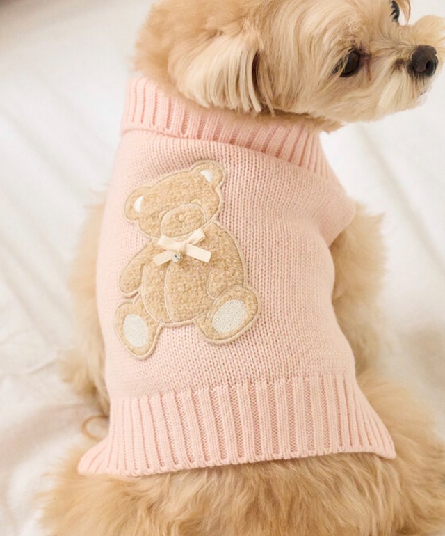 予約【bowbow】Teddy Wool Cash Gardigan (Shell Pink)