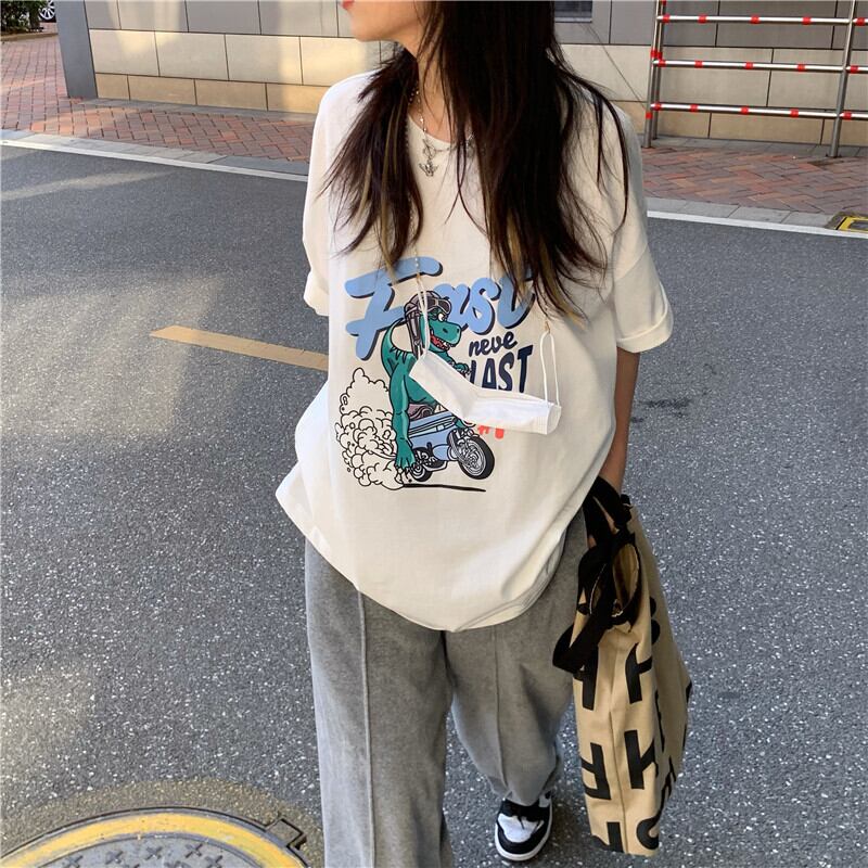 プリントホワイトルーズTシャツ 薄手サマー 夏物 モンロー55838304761