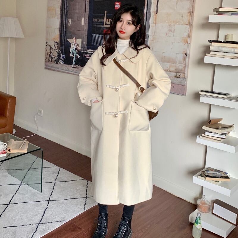 オータムウィンタースタンダードルーズコート パールボタンレディース レトロ 秋物 冬物 真珠 YY-ファッション70949234875