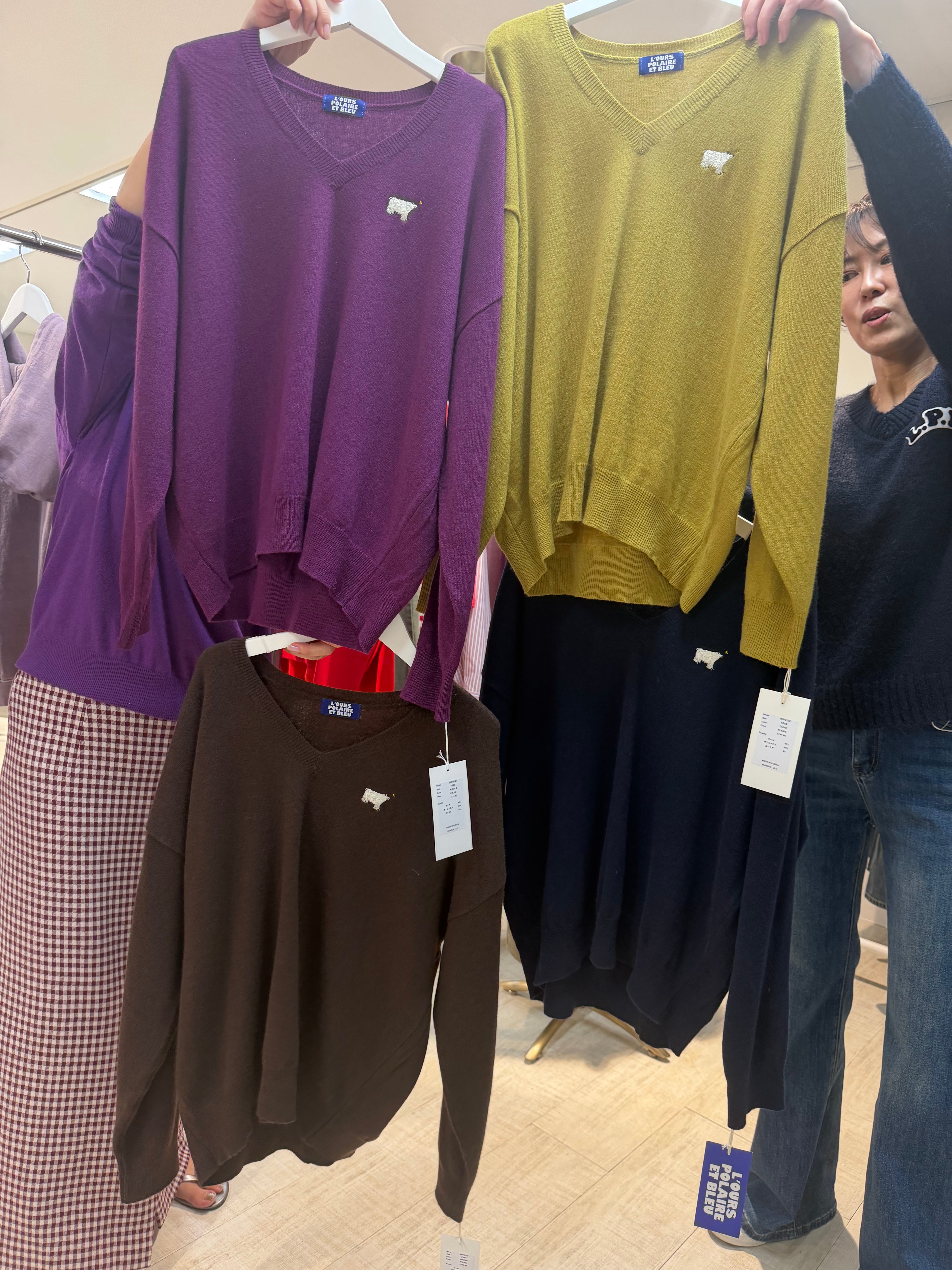【10/下旬〜11/上旬入荷次第お届けのご予約】 L'ours Polaire et Bleu/ルスポレール&ブリュ ウールカシミアVネックニット 26318123