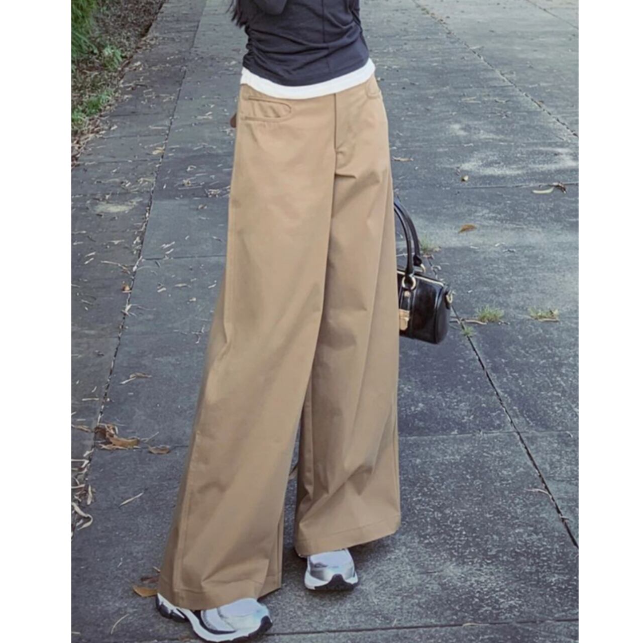 ハイウエスト ストレート ワイドパンツ Ln00022