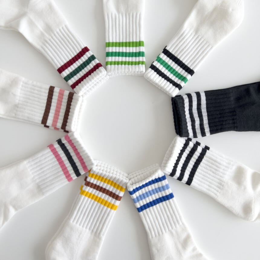 トリプルカラーラインソックス (滑り止め付)