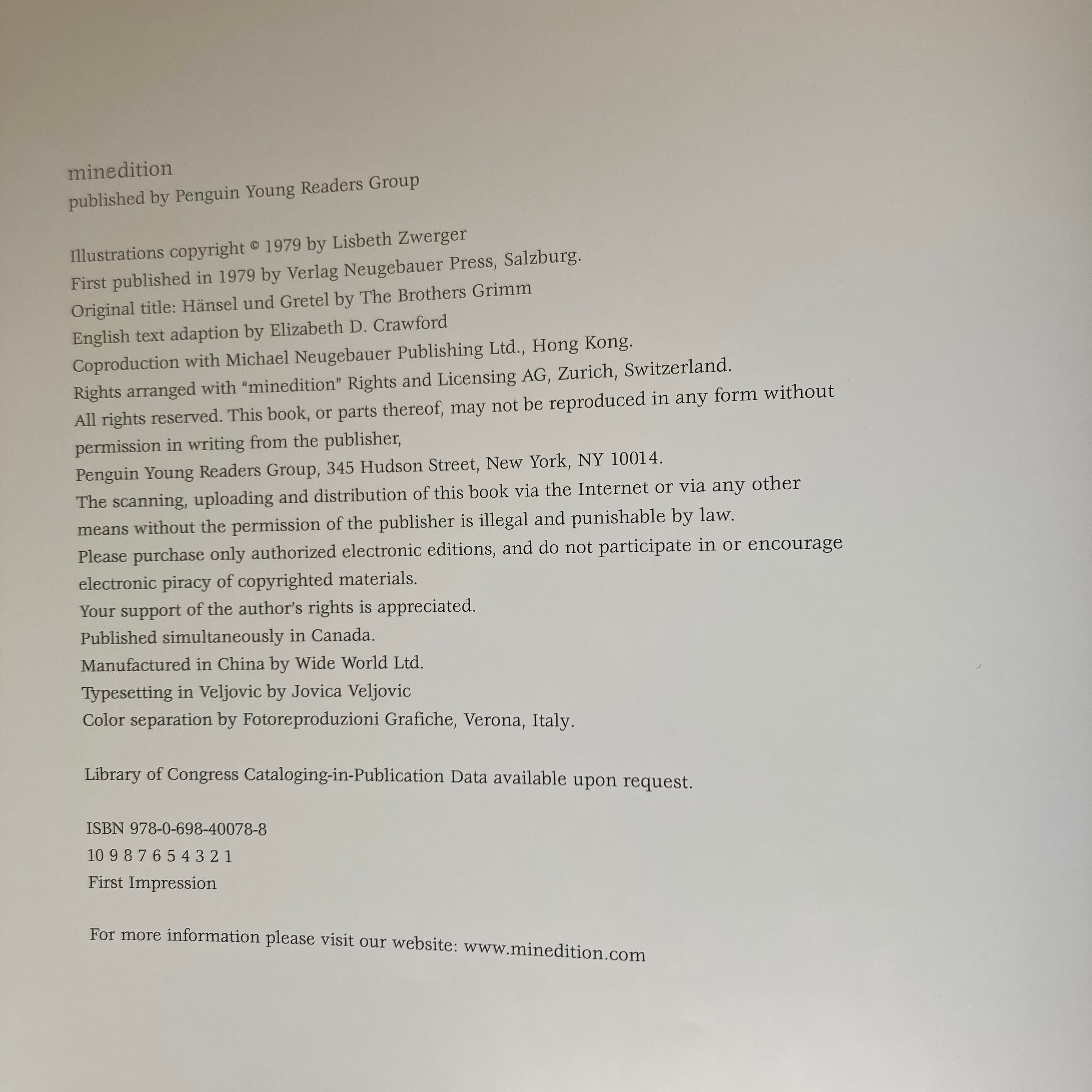 Hansel & Gretel-Brothers Grimm & Lisbeth Zwerger