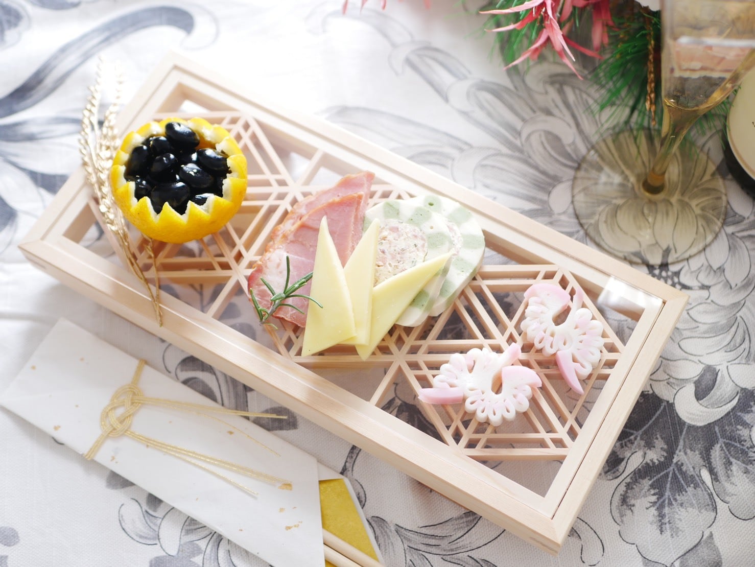 組子トレー ショート（胡麻）｜Kumiko Tray – Short (Goma