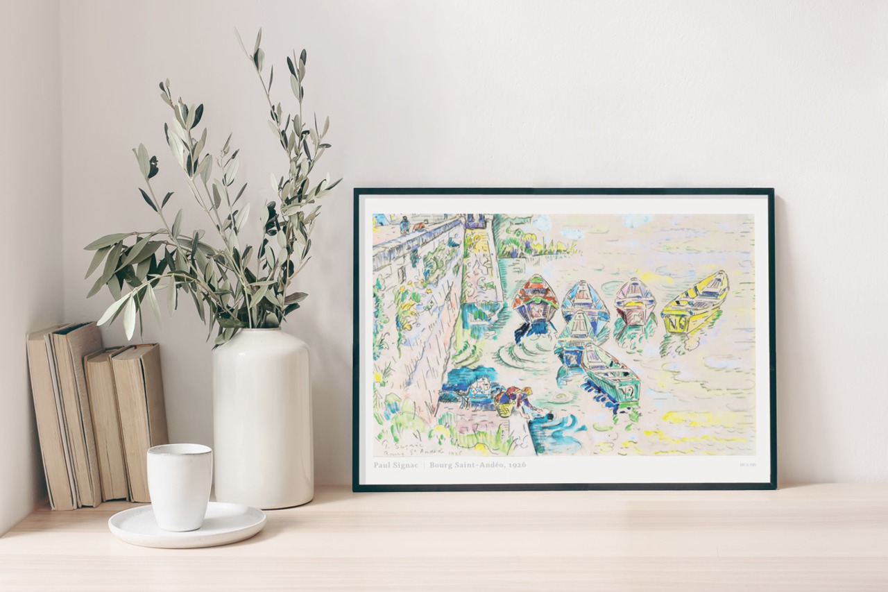 ポール・シニャック Bourg-Saint-Andéo | AP119 | アートポスター 絵画 名画 船 ボート ヨット 雲 海 港 自然 風景画 - 4