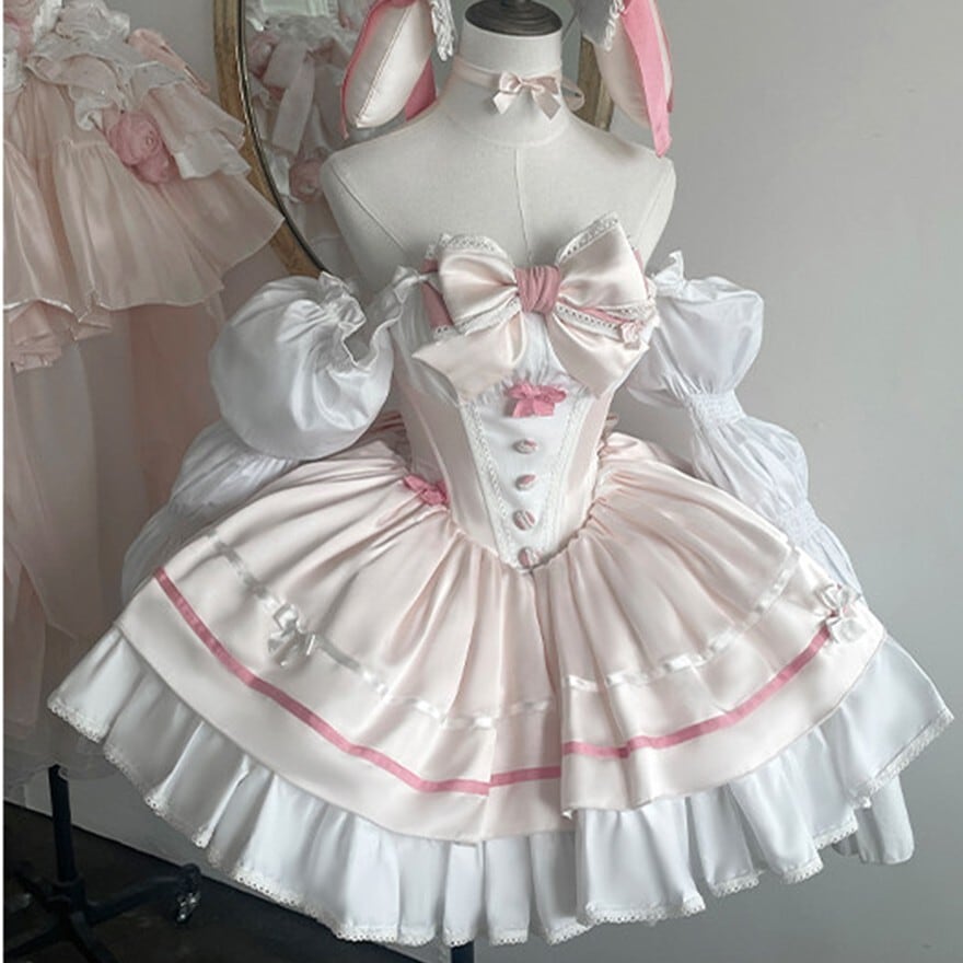 アイドルグループ衣装 甘ロリリボンミニドレス 多色展開 生誕祭