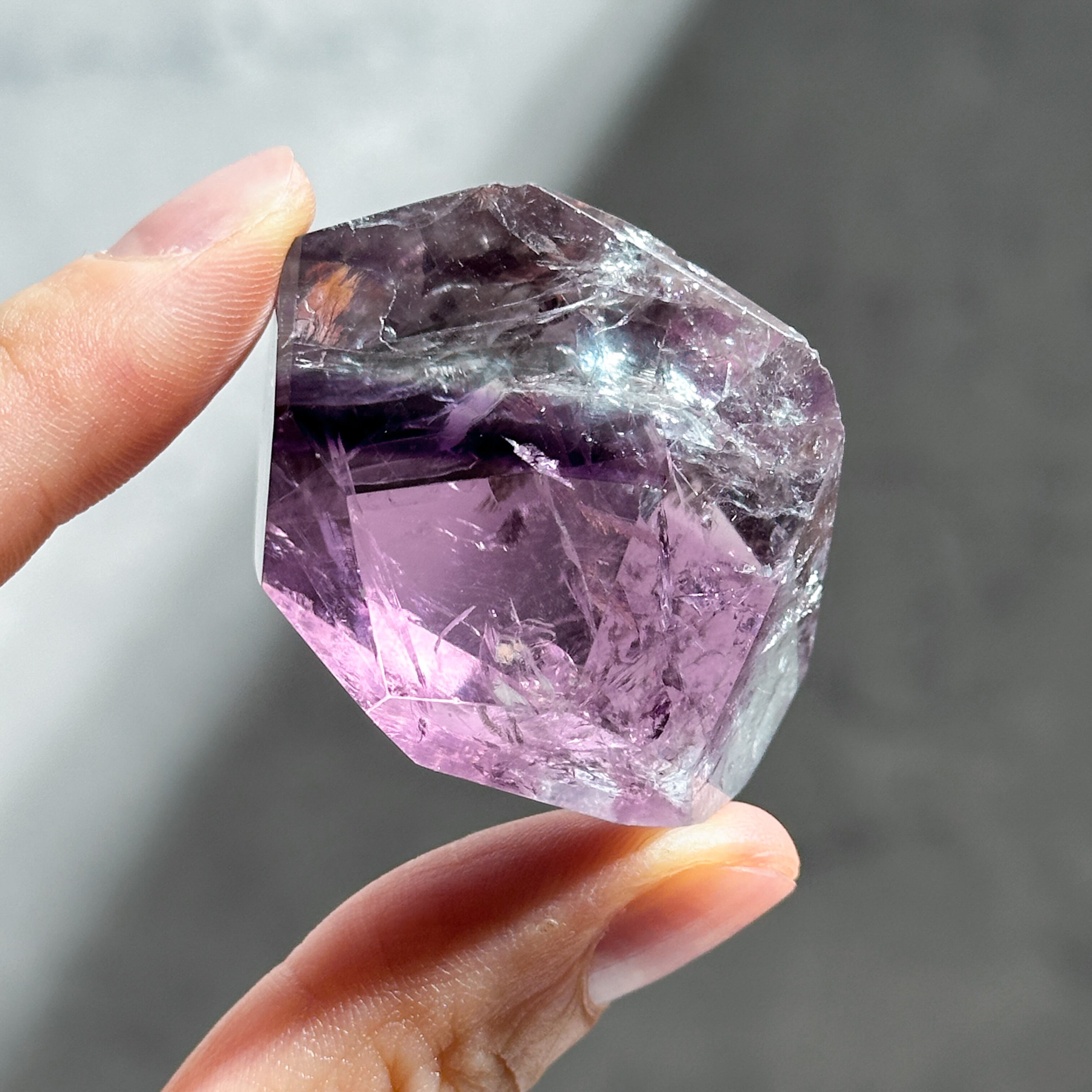 高品質 アメジスト フラワーアゲート 虹入 フリーフォーム