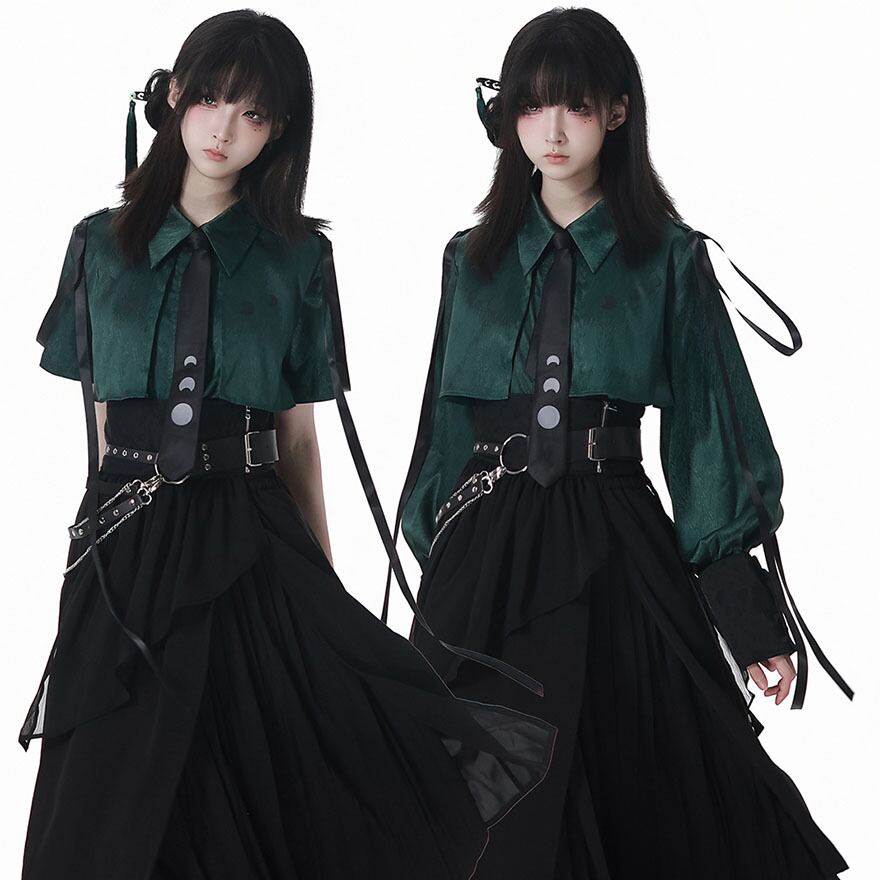 アルゴンキン ゴスロリ ロリータ y2k ストライプ フリル コルセット シャツ アルゴンキン ゴスロリ ロリータ y2k ストライプ フリル