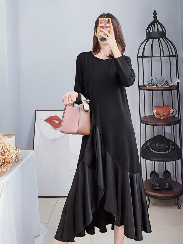 フリル切り替えデザインワンピース　AJ22240-083