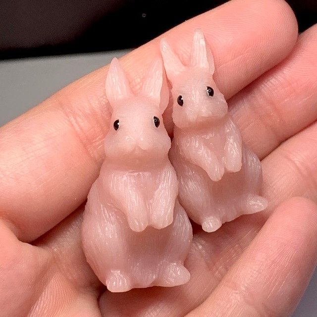 02.ピンクオパールうさぎ・親子ペア♪インテリア
