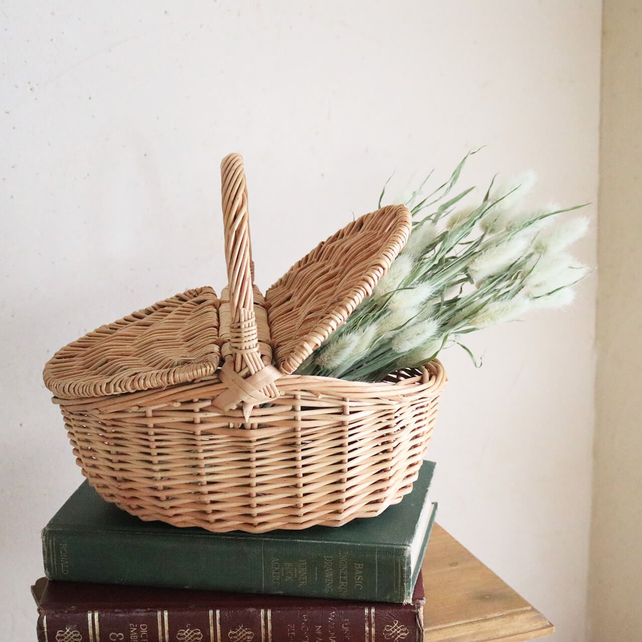 ウィッカーバスケット ふた付き ＊ 花かご かご ナチュラル インテリア