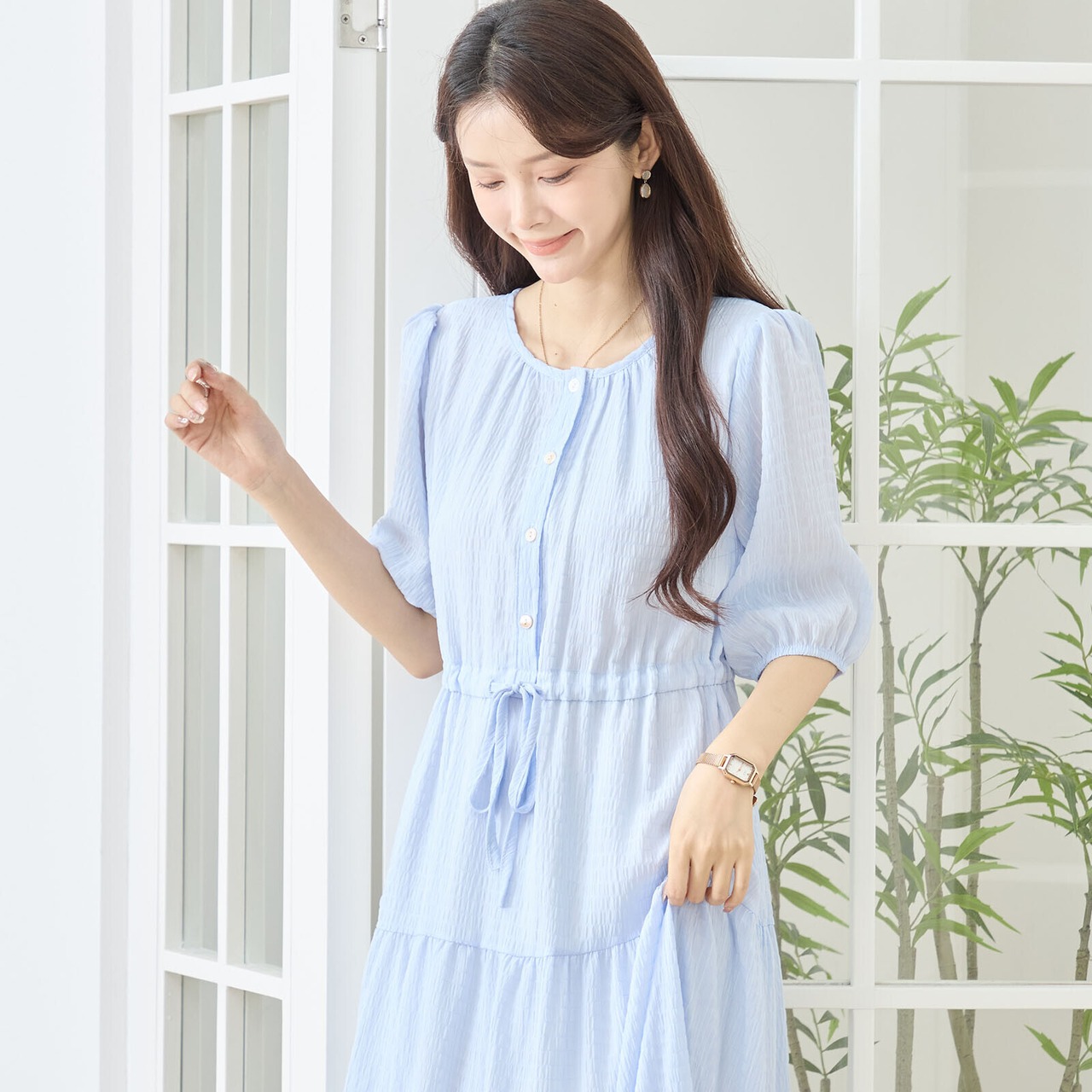 reve bleu ティアードマキシワンピース【M~L】ブルー