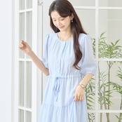 reve bleu ティアードマキシワンピース【M~L】ブルー