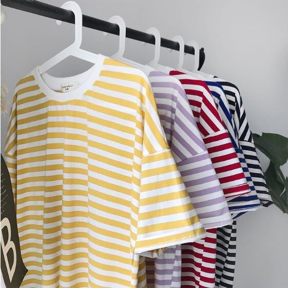 全4色 Tシャツ ボーダー バイカラー ラウンドネック ゆったり