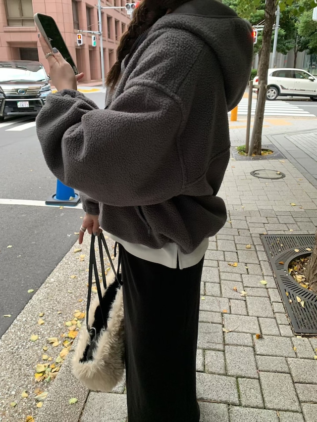 (予約) mellounge / Hooded fleece half zip-up 3color