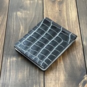 クロコダイル 目地染め マネークリップ ブラックネイビー × シルバー