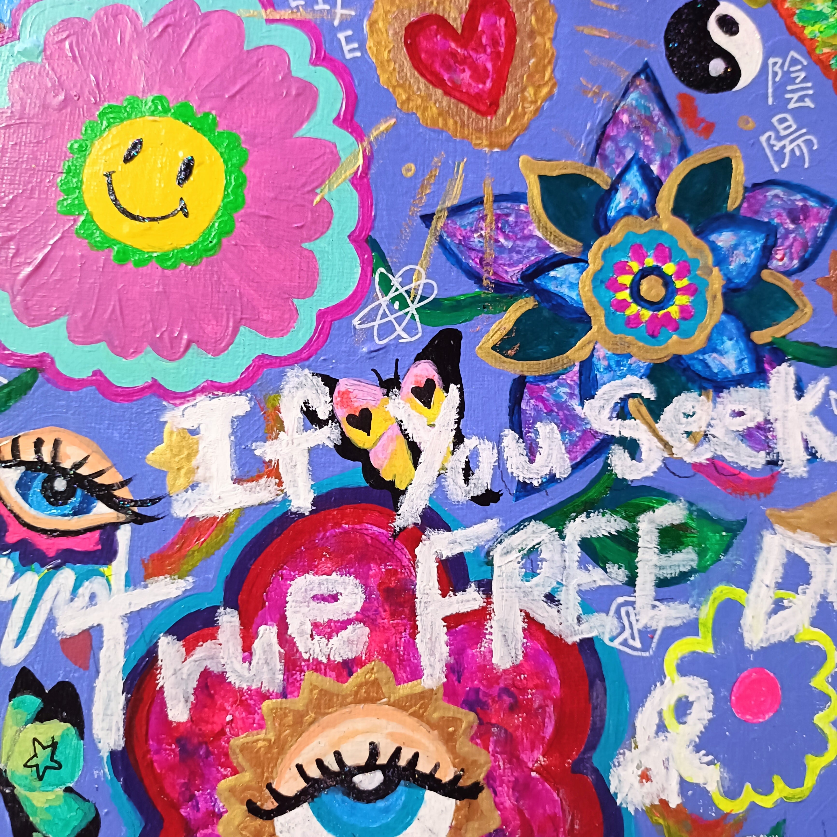 【一点物アート】Icono-Eye-再生-Message Flowers❁ 愛と狂気のマーケット出展作品】Icono-Eye-再生-Message Flowers（PU