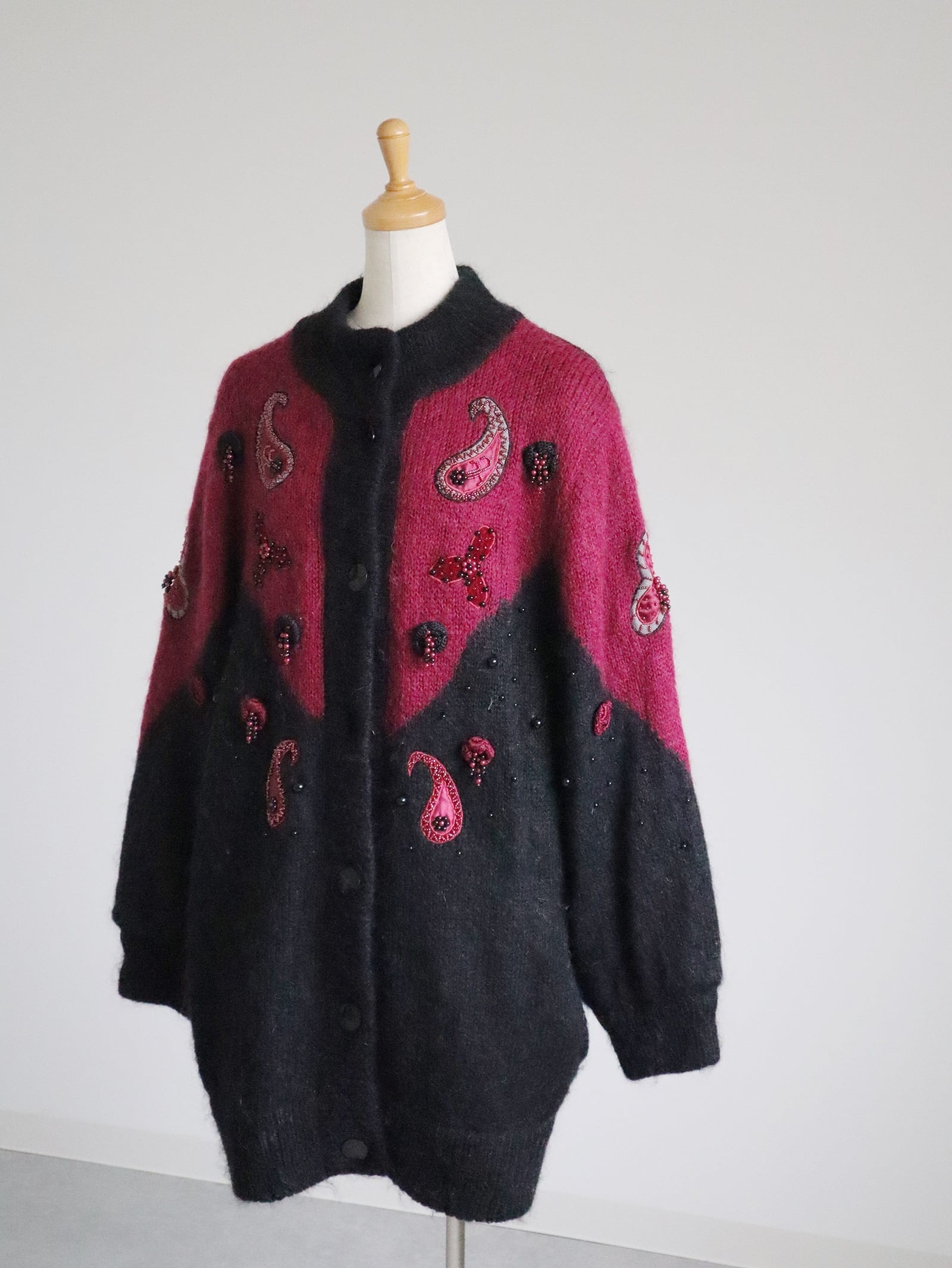 Mohair embroidery design oversize cardigan