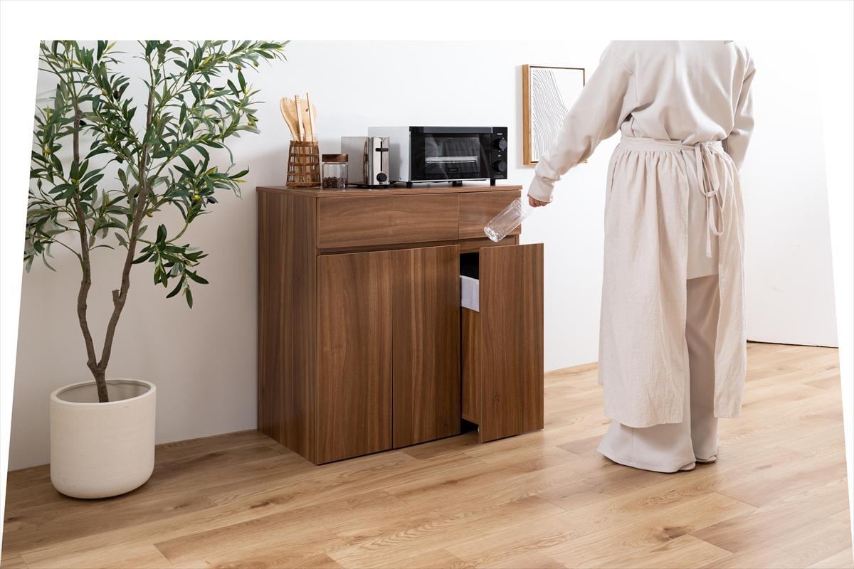 全3色】ゴミ箱に見えない！お部屋に馴染む3連ゴミ箱付きキッチン