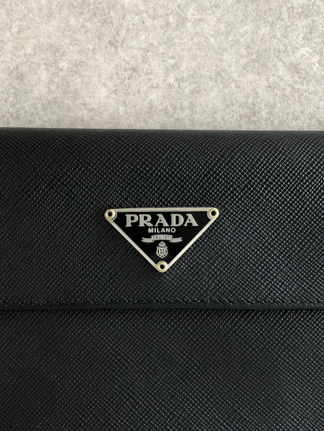 PRADA プラダ 財布 ブラック トライアングルロゴ レザー サフィアーノ vintage ヴィンテージ オールド xvag4c