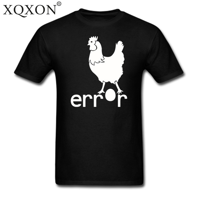 Xqxonエラーチキン面白いデザイン男性半袖100%コットンtシャツ高品質の男tシャツd38