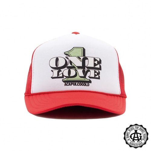【ACAPULCO GOLD/アカプルコ ゴールド】ONE LOVE TRUCKER CAP キャップ / RED/WHITE
