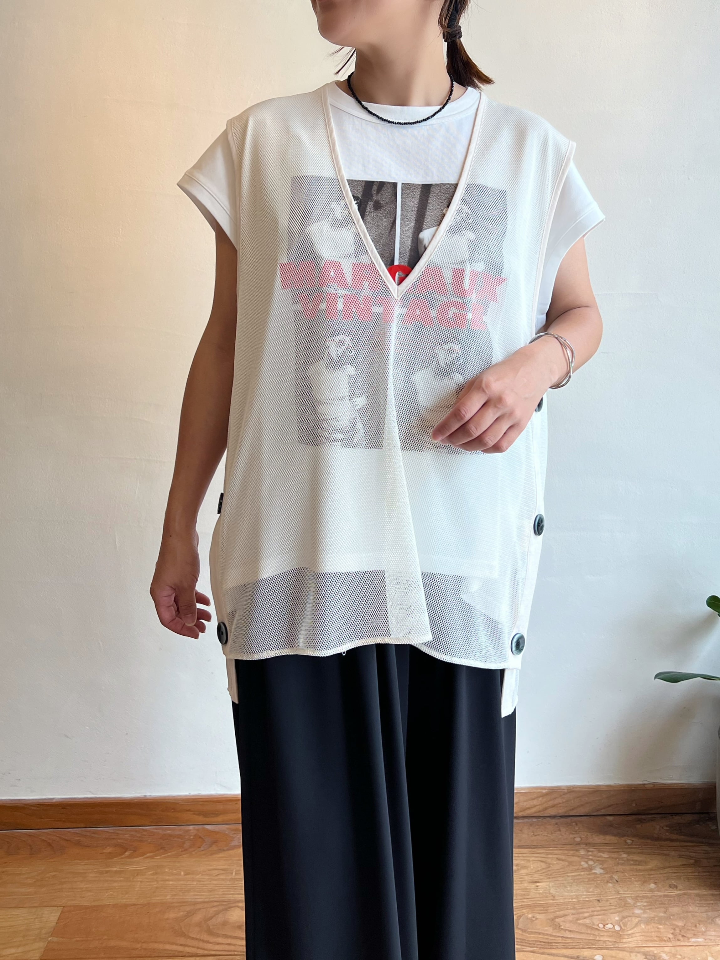 MARGAUX VINTAGE / メッシュサイドボタンベスト | anouk