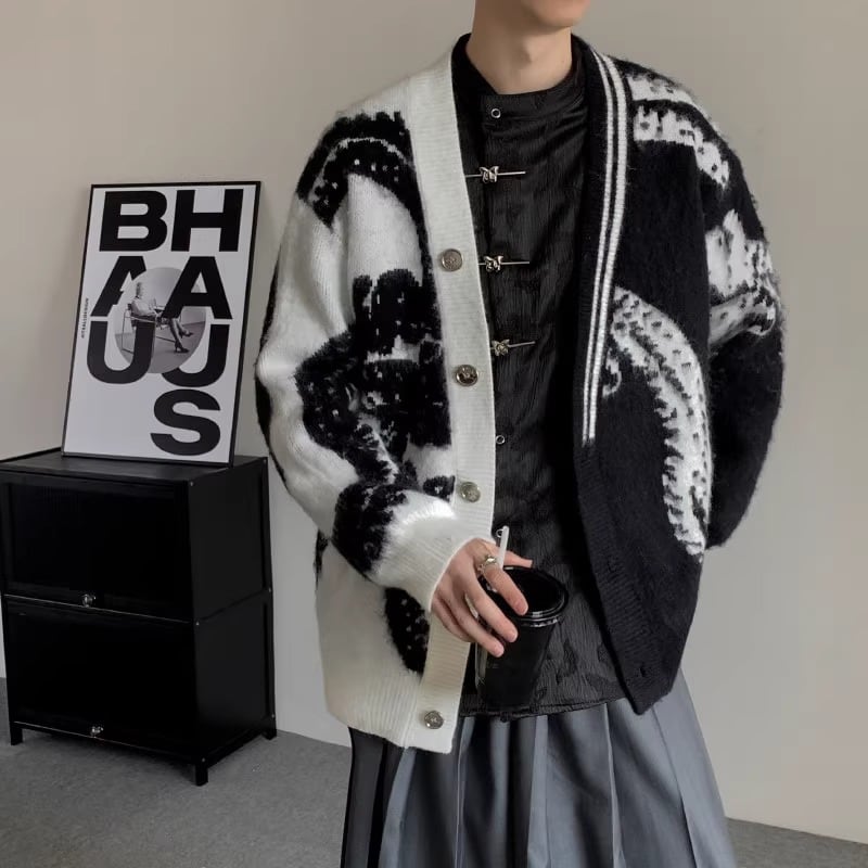 パターン柄ニットカーディガンジャケット 1color MOJ0302