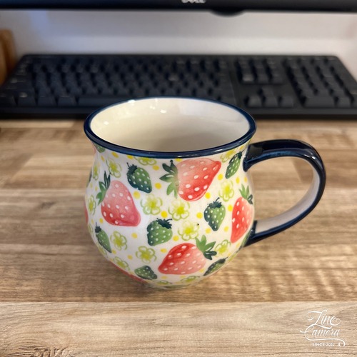 緑のいちご柄　マグカップ350ml