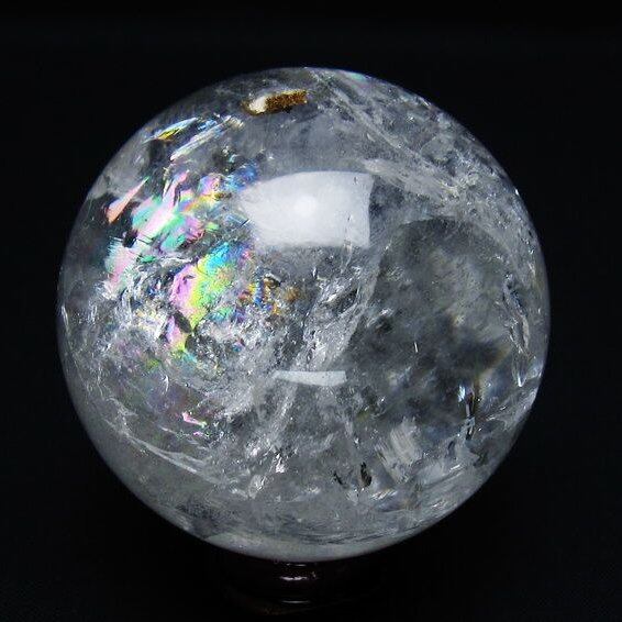 水晶 丸玉 虹入り 58mm スフィア 置物 水晶玉 一点物 151-8731