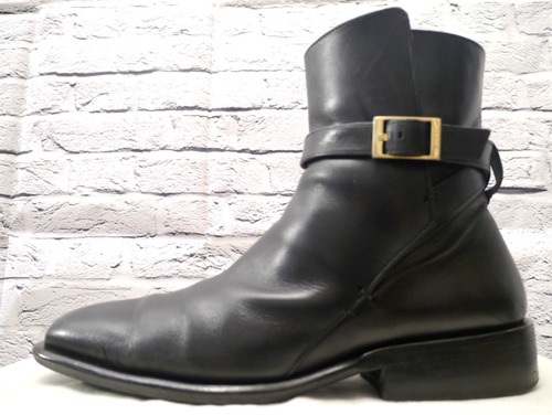 美品15万◆GUCCI グッチ メンズ ベルテッド レザー ショート ジョッパーズ ブーツ 黒 41E◆ スタイリッシュなスムースレザーの定番モデル♪