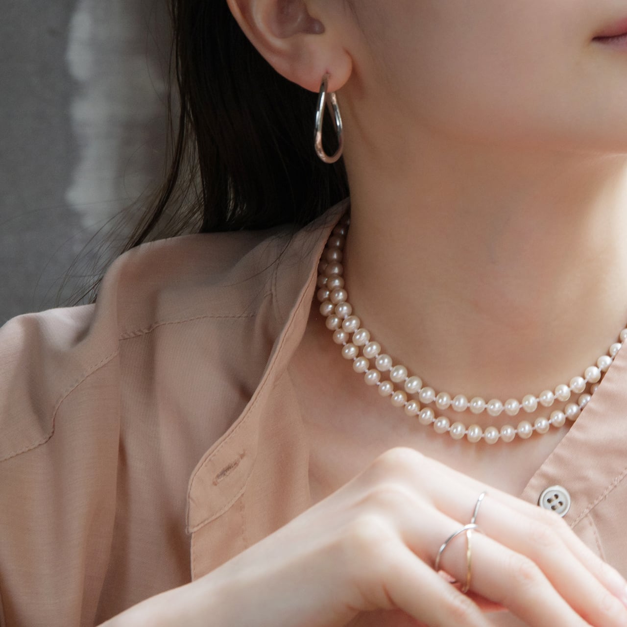 プラチナ ウェーブフープピアス【MPT0040P1】 | MONICE/モニス