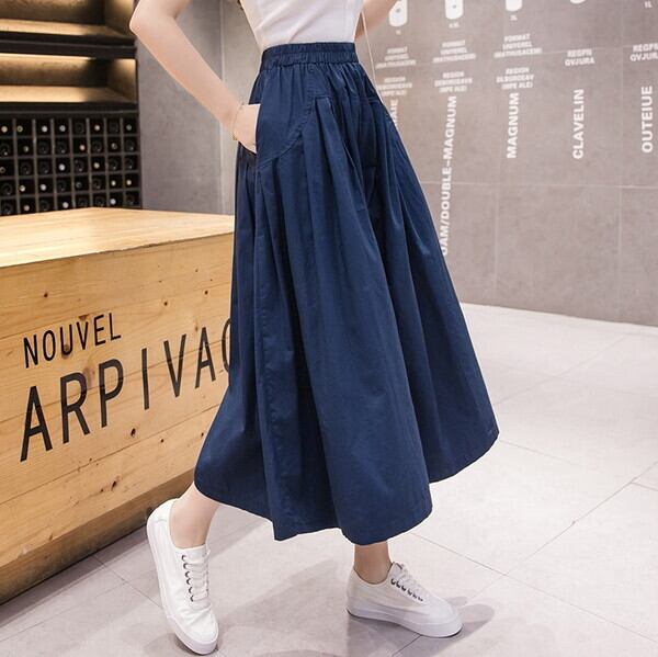 夏新作 4色 ガウチョパンツ ワイドパンツ レディース スカーチョ キュロットパンツ フレアシルエット フレアパンツ ロング丈 ミモレ丈 クロップド丈 クロップドパンツ ウエストゴム 無地 シンプル ゆったり 体型カバー 着痩せ 大人カジュアル 代 30代 40代 P6709